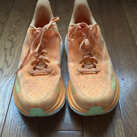 Hoka Clifton 9 Vibrant Orange Athletic Shoes - Picture 2 of 6